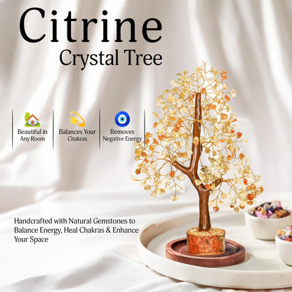 YATSKIA Citrine Crystal Tree of Life - Gemstone Tree - Citrine Crystal Stone Decor - Good Luck Gifts - Home Decor - Crystals Gifts