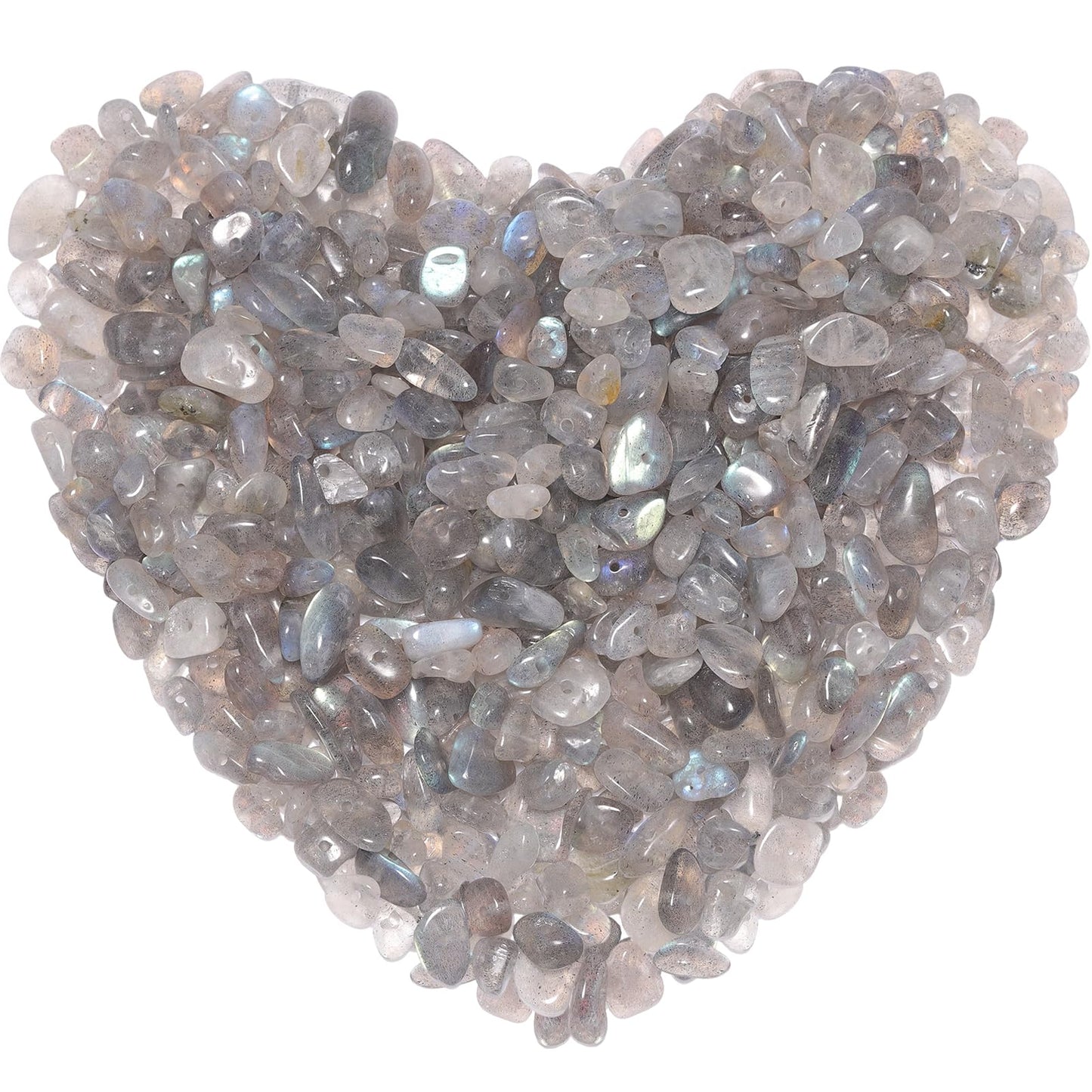 400pcs Natural Chip Stone Beads for Jewelry Making Labradorite 5-8mm Irregular Gemstones Healing Crystal Loose Rocks Bead Hole Drilled for Ring Earrings Necklace Bracelet Making DIY Art Crafts