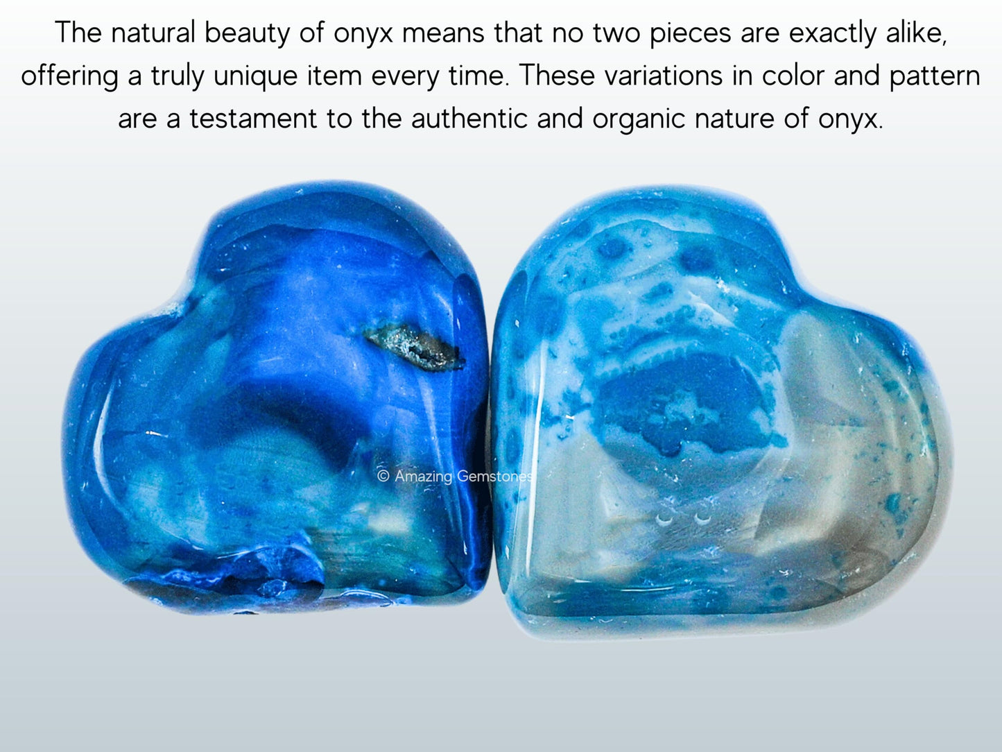 Amazing Gemstone Blue Onyx Agate Crystal Heart Palm Stone - Pocket Massage Worry Stone for Natural Body Chakra Balancing, Reiki Healing and Crystal Grid