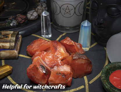 Crocon 1LB Carnelian Rough Bulk Natural Stone Raw Stone Tumbling Cabbing Polishing Mining Chakra Balancing Reiki and Crystal Healing Good Luck Home Office Decor