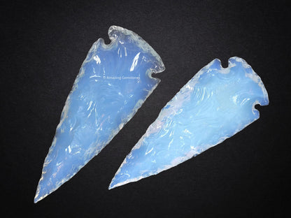 Amazing Gemstone 2 Pieces Opalite Arrowhead, Crystal and Healing Stone Flint Rock Arrow Head - 2 to 3 Arrowheads for DIY Project Craft Point Jewelry Making