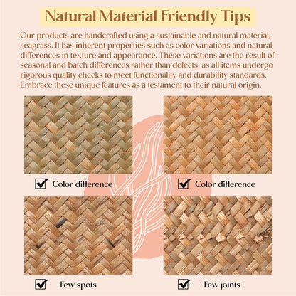 6 Pack Rectangular Woven Placemats, Rattan Wicker Table Mats, 17" x 12", Natural Seagrass Place Mats for Dining Table