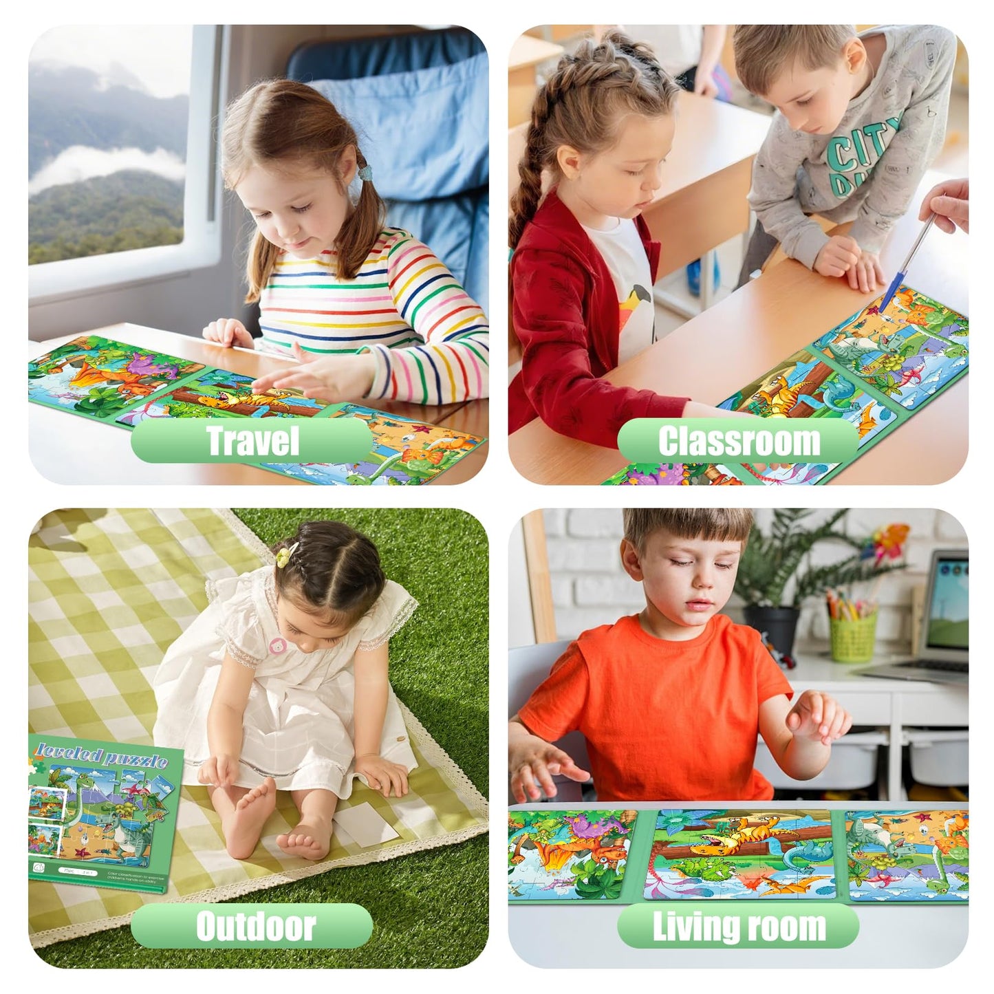Magnetic Puzzles for Toddlers 3-5 , 75-Pieces Travel Toys , Dinosaur Puzzles Ages 4-6, Educational Learning Magnets, Road Car Trip & Airplane Activities Toys for 3 4 5 6 7 Girls Boys Gift