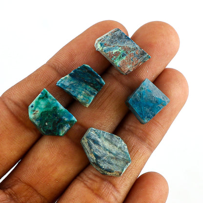 CRYSTALINES 5pcs Natural Raw Chrysocolla Gemstones, DIY Jewelry Making, Wholesale Bulk Loose Supply, Chakra Healing Crystals, Gem Collection, Chrysocolla Rough Stones, AAA Grade