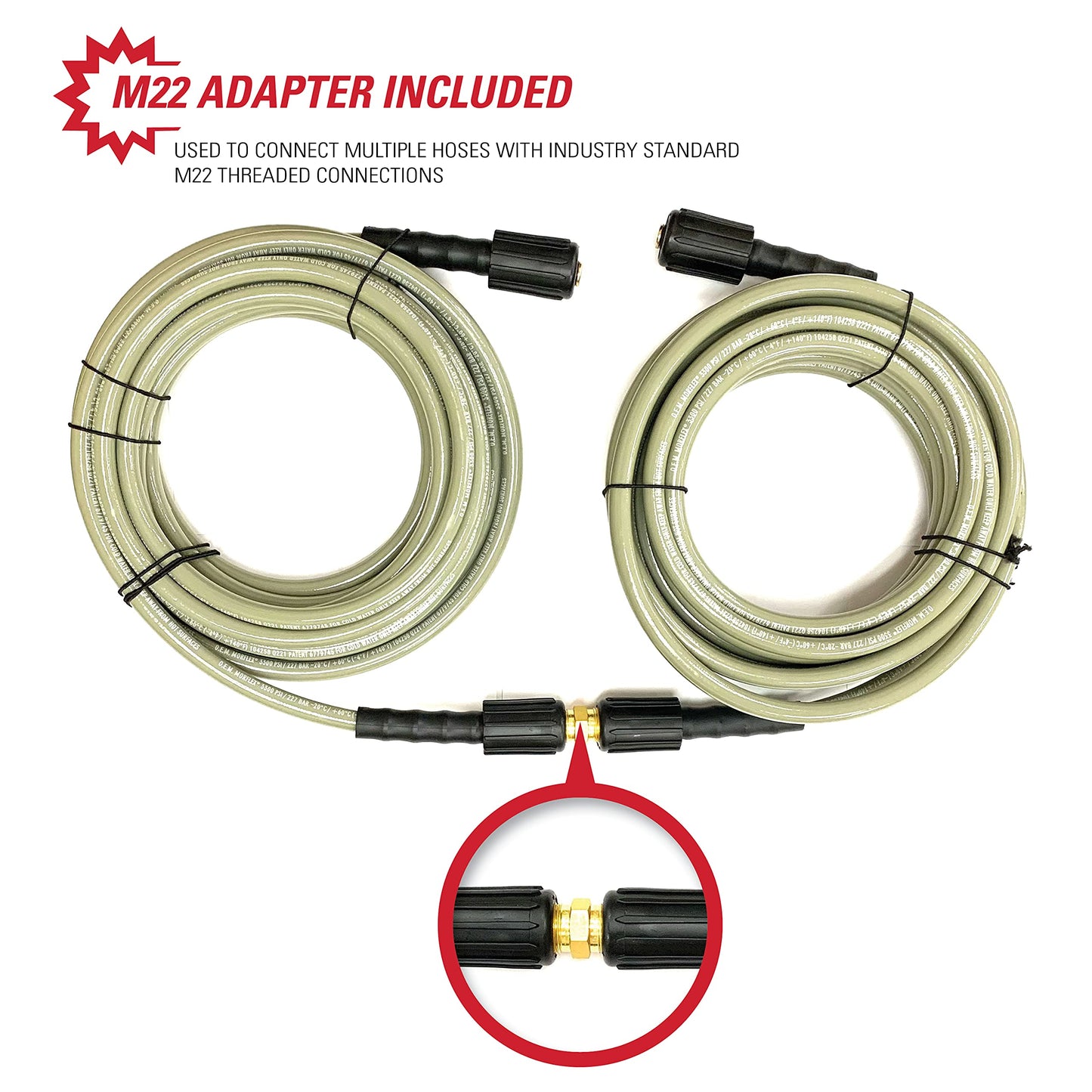 Simpson Cleaning 40226 Morflex Series 3700 PSI Pressure Washer Hose, Cold Water Use, 5/16 Inch Inner Diameter, 50 Feet, Natural