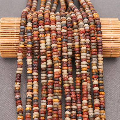 BONNY BOXX 1 Strand (150PCs) Natural 2 * 4mm Picasso Red Turquoise Rondelle Beads, Natural Abacus Disk Stone Beads Loose Spacer Gemstone for DIY Bracelet Necklace Jewelry Making