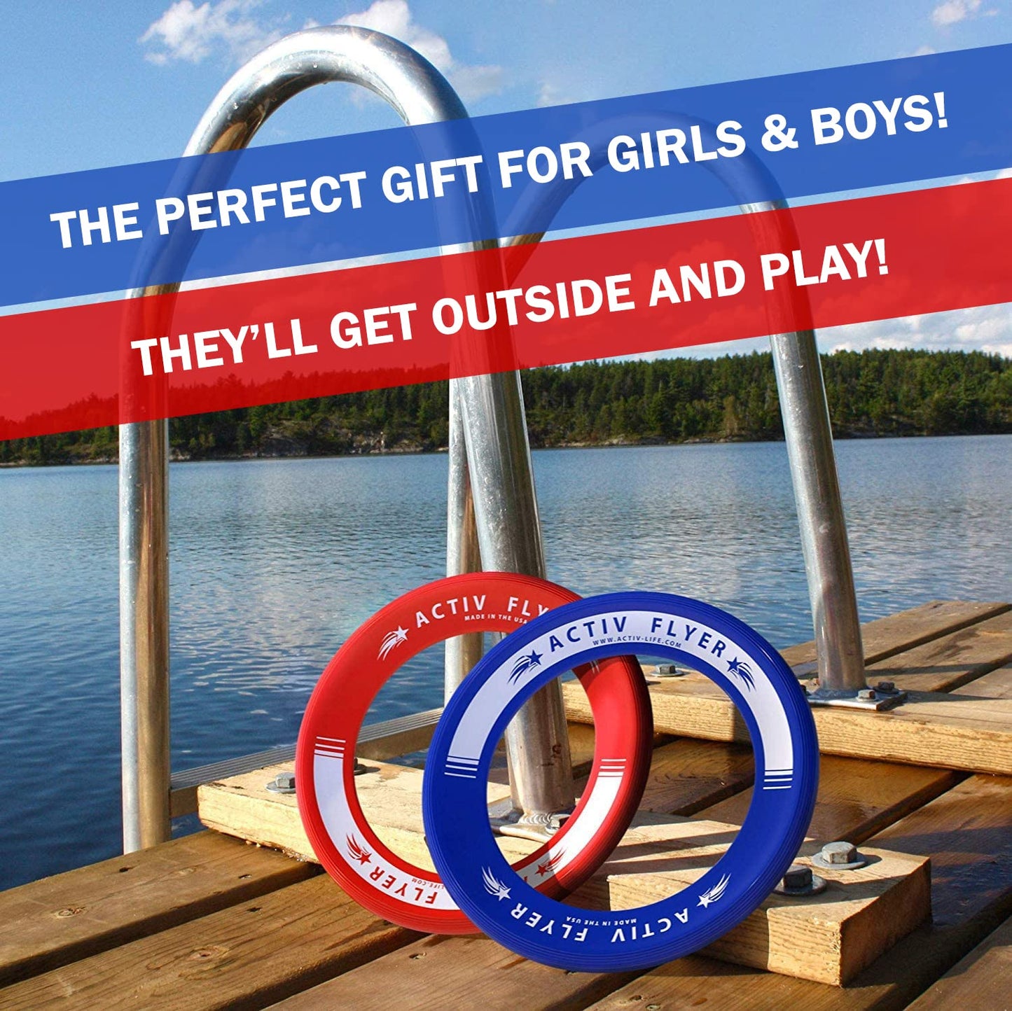 Activ Life Flying Rings for Kids, Fun Beach Toys, Gifts for Boys Girls Teens, Cool Family Outdoor Games, Play at Swimming Pool, Playground, Basket Fillers Birthday Presents, Blue/Red