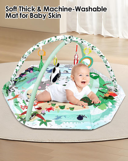 dearlomum 4-in-1 Interactive Activity Mat,Baby Play Mat with 6 Learning Toys, Motor Skill Development,Ball Pit with 18 Ocean Balls