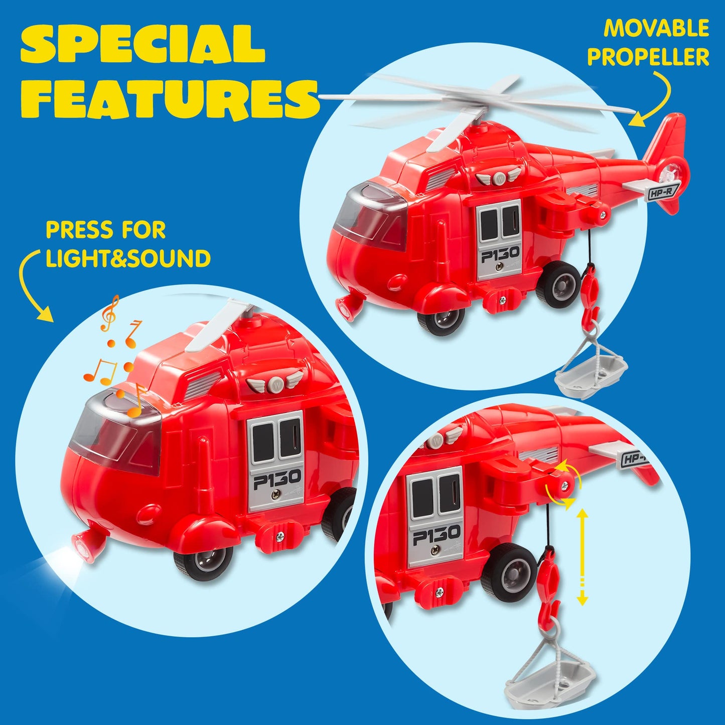 JOYIN Toddler Fire Truck Toys for 3 4 5 6 7 Year Old Boys - Fire Engine, Emergency Vehicle, Kids Firetruck, Friction Powered Car with Lights and Sounds, Birthday Gifts for Boys Girls Age 3-9