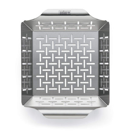 Weber Style Small Stainless Steel Vegetable Basket – Durable Grill Basket for Side Dishes, Fits All Weber Grills, Silver