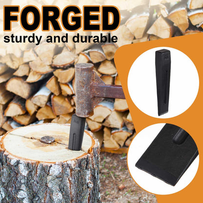 Otoolling 2 Pcs Manual Log Splitter Wedge Wood Splitting Wedges for Firewood 2 Way Black Design Forged Steel Tool for Easy Wood Splitting Sharpened Edge for Outdoor Logging Chopping(5 Lbs)