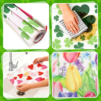 CHENGU 8 Pcs Spring Seasonal Holiday Placemats 12x18 Inch Plastic Spring Tulip Flower Table Mats for Party Home Dining