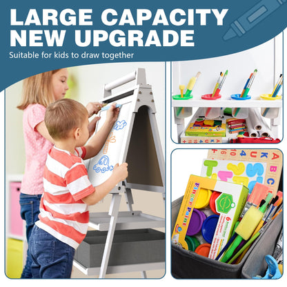 JOYOOSS Art Easel for Kids Ages 4-8 Easels for Toddlers Art Kids Easel Ages 8-12 Wooden Magnetic Whiteboard Chalkboard with Paper Roll for Kid Dry Erase Board Drawing Easels