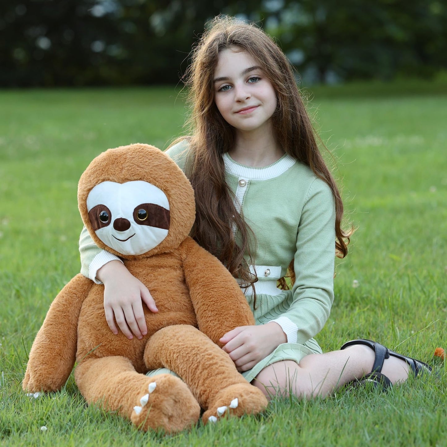 Tezituor 3.2lbs Giant Sloth Stuffed Animal, 39.5inches Long Legged Stuffed Sloth Plushies for Hugs, Hugging Soft Sloths Plush Body Pillow Birthday Christmas Toy Gift for Boys Girls