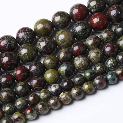 45PCS 8MM Natural Dragon Blood Stone Beads Round Loose Stone Beads for Jewelry Making DIY Energy Stone Healing Power Bracelet 15"
