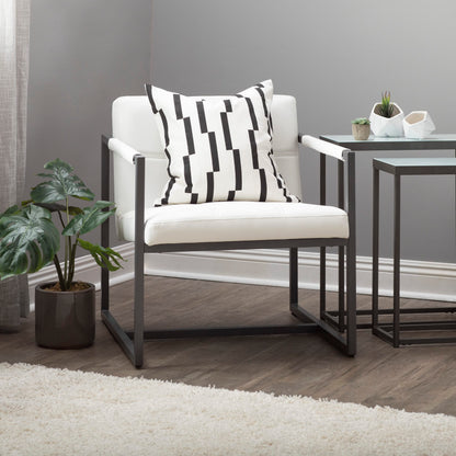 Studio Designs Home Modern Accent Chair Camber Mid-Century, Pewter Grey Metal Frame & White Bonded Leather