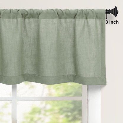 DANCURTON Sage Green Valance for Windows Kitchen Living Room Valance Rod Pocket Boho Farmhouse Country Rustic Bathroom Small Window Treatment Semi Sheer Linen Curtain Valances for Bedroom Light Sage