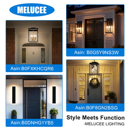 MELUCEE 3-Light Black Outdoor Wall Light Fixture, 16.5" Large Exterior Porch Light Wall Mount Farmhouse Outside Lantern Lights with Clear Glass for House, Patio, Front Door, Porch, Garage