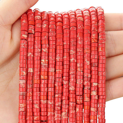 BONNY BOXX 150PCs Natural Red Imperial Jasper Spacer Beads, Loose Semi Precious Flat Round Gemstone Heishi Disc Stone Beads for Beading Jewelry Making 4mm*2mm