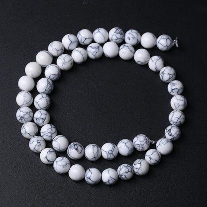 38pcs 10mm Natural Stone Beads White Turquoise Gemstone Round Loose Beads for Jewelry Making Crystal Energy Stone Healing Power DIY Bracelets (10mm, White Turquoise)
