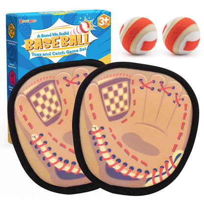 Qrooper Toss and Catch Ball Set Toddler Baseball Training Glove, Pool Beach Toys for Kids 3 4 5 6 7 8 Years Old Boys Girls Birthday Gifts, Soft Sticky Balls Yard Outdoor Games for for Adults Family