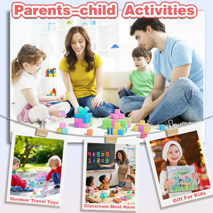 100pcs Magnetic Blocks, Magnetic Cubes for Kids Ages 3-8, STEM Educational Building Toys for Toddlers and Preschoolers, Sensory Autism-Friendly Learning Toys Gift for Boys & Girls 3-5, 4-8 Year Old