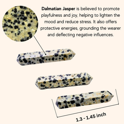 Amazing Gemstone Dalmatian Jasper Crystal Points Bulk Healing Crystals - Pack of 3 Double Terminated Healing Wand Point Bulk Crystals for Crafts, Crystal Grid, DIY - Premium Crystals - Beginners Gift