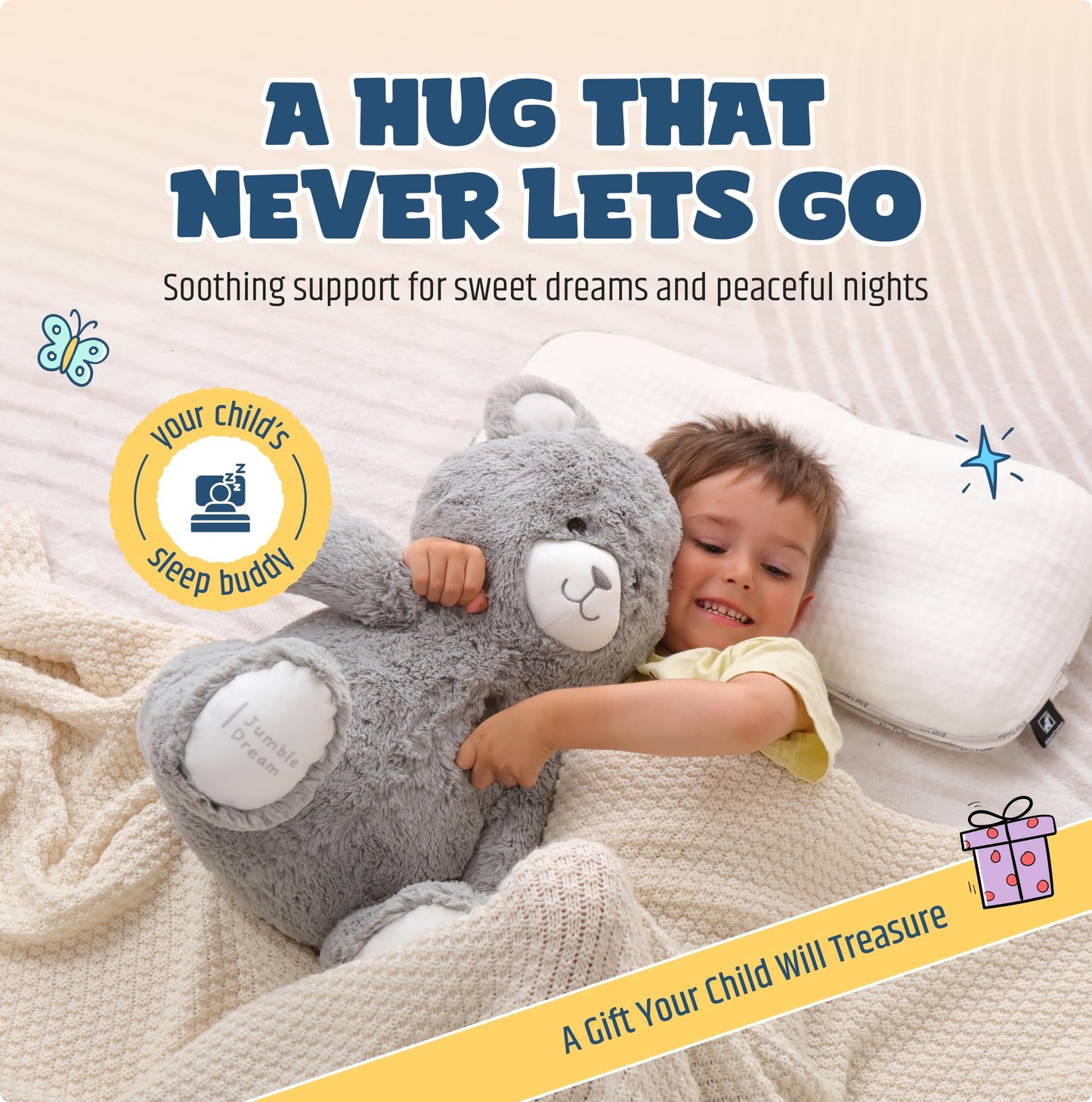 Jumble Bear 4LB Weighted Stuffed Animal Bear Toy – Large Soft Plush Teddy for Toddlers, Kids, Teens & Adults – Sensory Weighted Plush Toy Stuffed Animals for Comfort for Boys & Girls