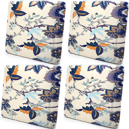 SmoothNovelty 4 Pcs Printed Couch Cushion Covers Stretch Furniture Sofa Washable Floral Replacement Seat Covers for Indoor and Outdoor (Poppy)