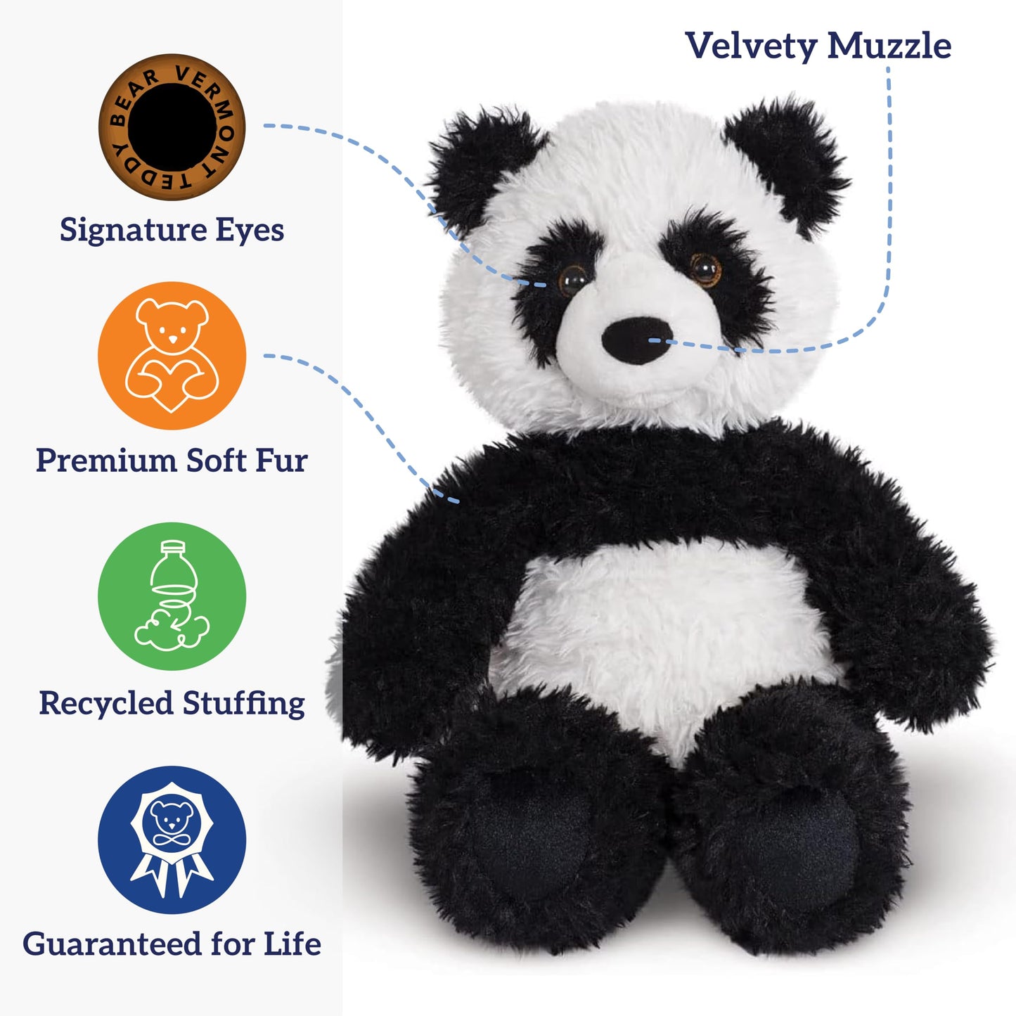 Vermont Teddy Bear 18 Inch Panda Stuffed Animal | Soft Panda Plushie | Cute Panda Plush Toy Gift | Perfect Easter Panda Bear Stuffed Animal | Cuddly Plush Toys for Kids and Adults