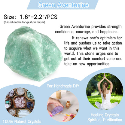 YATOJUZI Green Aventurine 1.8-2.2" Natural Raw Stones and Healing Crystals Large Stone Rough Crystal Rocks for Tumbling Cabbing Polishing Fountain Rocks Decoration 1PCS