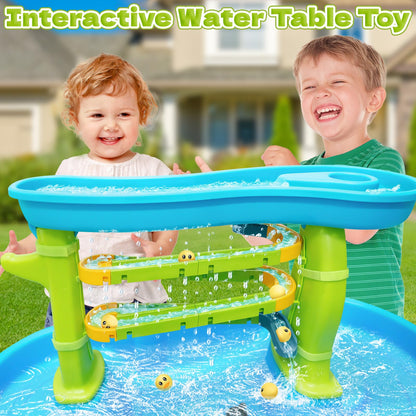 Water Slide Toys for Step2 Rain Showers Water Table Accessories, Quick-Install Summer Outdoor Water Play Table Toys Track Building Set with 6 Duck-Face Rolling Balls for Toddlers Kids Ages 3+