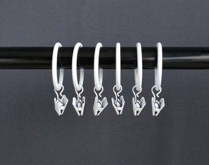 T-Juan MM (1.5") 1.5 Inches Smooth Metal Curtain Rings with Clips (28, White)
