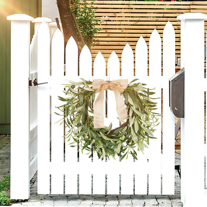 20.87 Inch Artificial Olive Wreaths for Front Door, Real Touch Green Leaf Olive Fruit Spring Flower Swag, Perfect for Wedding Home Outdoor Indoor (1PCS)