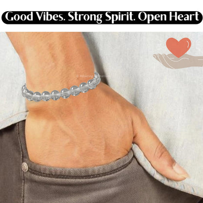 Amazing Gemstone Clear Quartz Bracelet, Gifts For Men & Women - Protection Healing Crystal Bracelet - 8mm Gemstone Beaded Adjustable Bracelet, Pulseras Para Hombres Mujer Stocking Stuffers