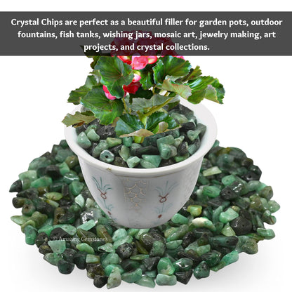 Emerald Pre Drilled Crystal Crushed Chips Beads for Bracelets Making, DIY Handmade Natural Healing Crystals (25 Inch Strand)