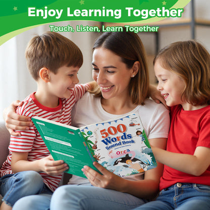 Timetome Interactive Learning Sound Book for Kids Ages 3-8 - 500 Core English Vocabulary Words, Early Educational Talking Book with Touch & Sound for Preschool, Kindergarten & Homeschooling