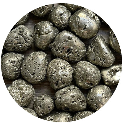 GAF TREASURES 5 Pcs Pyrite Tumbled Stones, Polished Natural Pyrite Gemstone, Pyrite Healing Crystals (Pyrite)