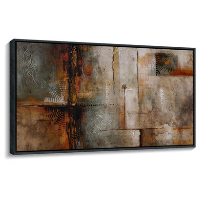 YDYSUNE Framed Abstract Wall Art - Brown Subtle Textured Canvas Wall Decor Painting for Bedroom,Modern Grid Living Room Picture Artwork Decoration Ready to Hang 20×40INCH