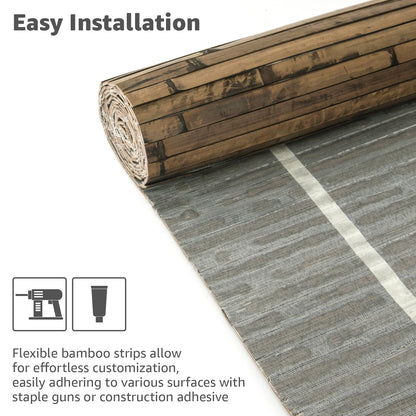 Art3d Natural Bamboo Wall Panel for Interior Wall Decor, Renewable Pole Wrap Wainscoting Paneling for Wall Ceiling Furniture Cabinet Office, 48 x 96 Inch - Dark Burned