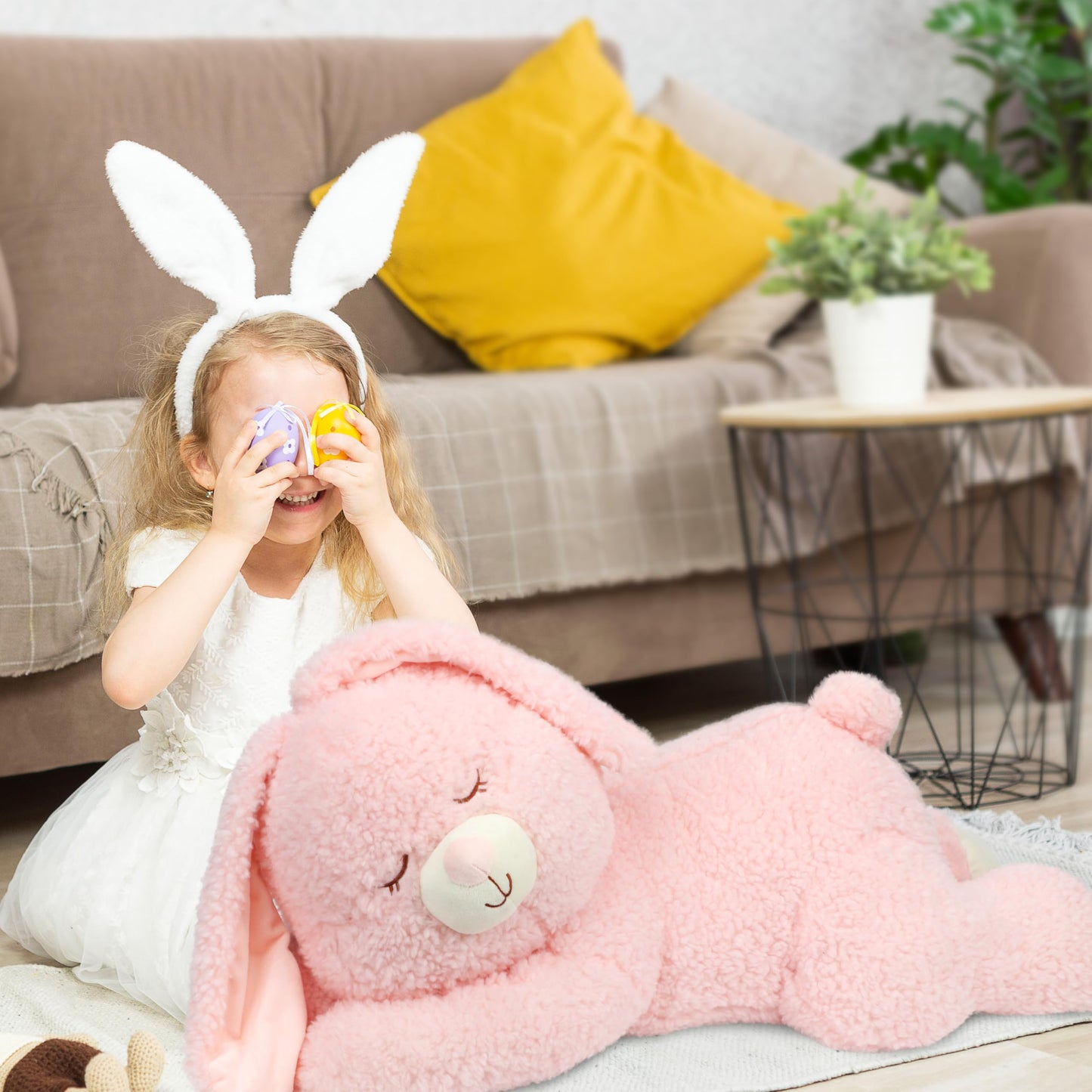 Cudhug Large 31.5" Bunny Stuffed Animal, Giant Easter Plush Bunny, Jumbo Soft Rabbit Toy Birthday Party Gifts for Kids Girls Boys
