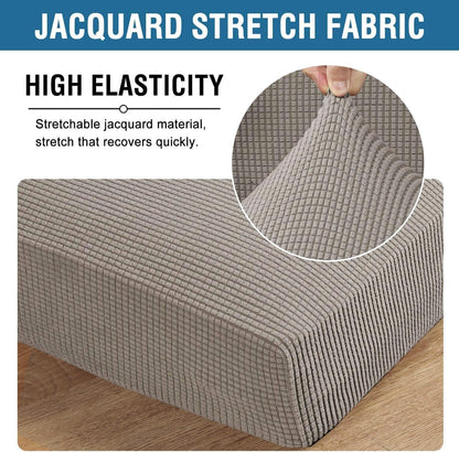 H.VERSAILTEX Super Stretch Individual Seat Cushion Covers Sofa Covers Couch Cushion Covers Slipcover Sets Thick Jacquard Textured Twill Fabric (2 Piece Medium Sofa Cushion Covers, Taupe)