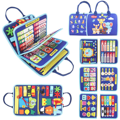 URBAN TOYS Montessori Busy Board - Ideal Busy Book Toddler Toys & Gifts for Boys & Girls, Toddler Travel Essential for Airplane & Car, Sensory Toys, Great for Baby Gifts for Boys