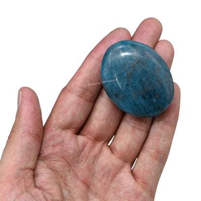 Amazing Gemstone Blue Apatite Crystals and Healing Stones - Palm Stone Crystals Piedra for Good Luck, Balanced Positive Energy, Meditation - Unique Stocking Stuffers and Birthday Gifts for Women, Men
