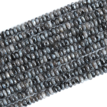 150PCS 2x4mm Natural Black Labradorite Stone Rondelle Beads Abacus Disk Stone Beads Round Loose Spacer Gemstone Beads for DIY Bracelet Necklace Jewelry Making