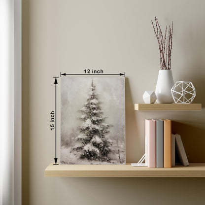 YQDEJ Pine Tree Wall Art Decor Gifts, Christmas Winter Scene Canvas Wall Decor Art, Christmas Canvas Wall Art,Winter Bathroom Decoration,Christmas Decoration Gifts, 11x14 Inches Framed