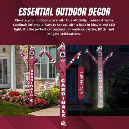 Sporticulture NFL Football Arizona Cardinals Wacky Waving Inflatable Tube Guy with LED Lights & Built-in Blower Air Wacky Dancers NFL Inflatable Tube Man Crazy Sports Fan Outdoor Party Decoration