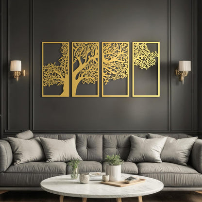 JFUJFU Islamic 3D Tree of Life Metal Wall Art - Large Iron Hanging Sculpture for Living Room, Bedroom & Home Decor (Total Size: 48 x 23 inches)