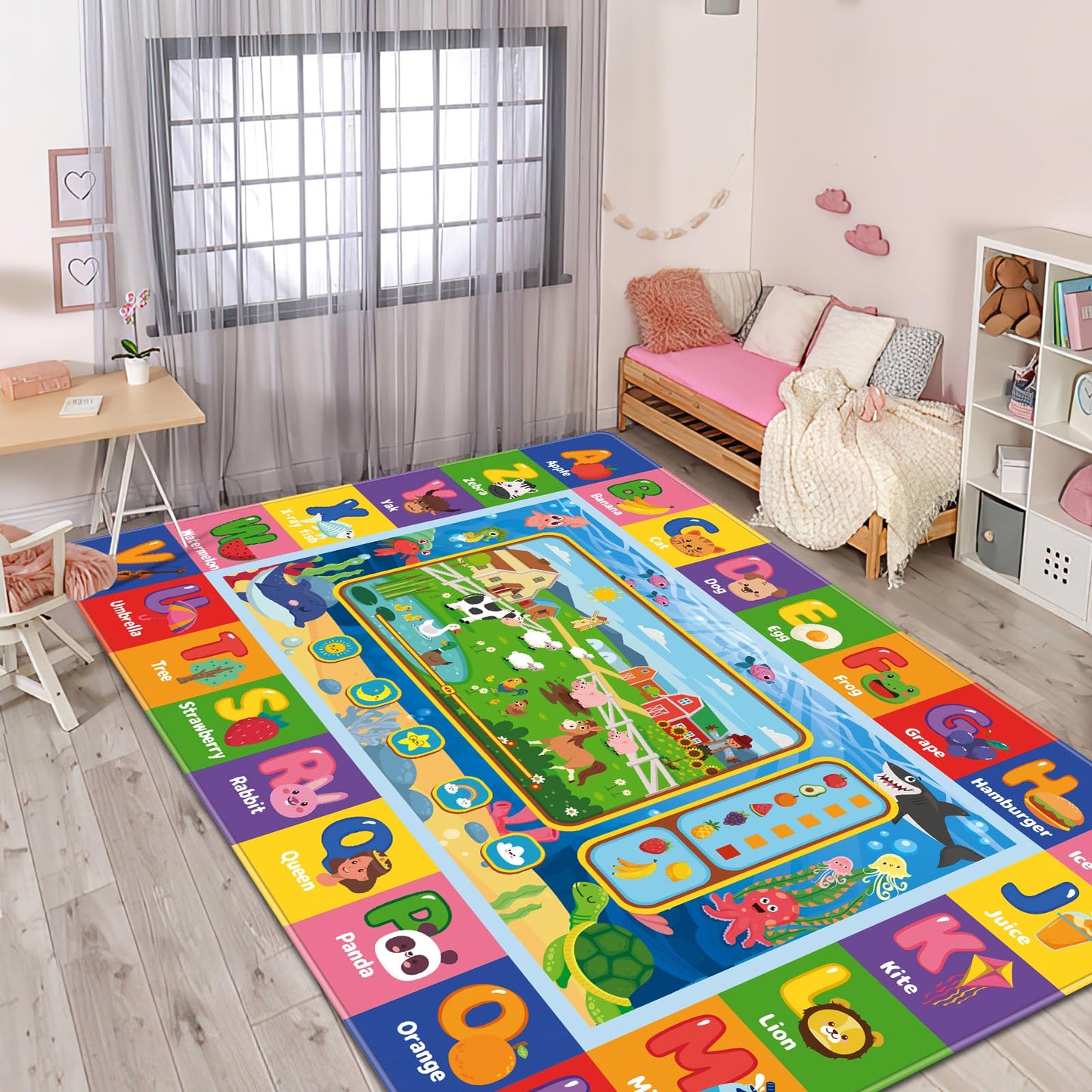AKASISRUG Baby Play Mat for Floor, Kids Playmat Baby Crawling Mats Educational Tummy Time Mats Soft ABC Play Mat for Babies Infants Floor Mat for Kids Learning Playing (78.7X59 INCH, Style 1)