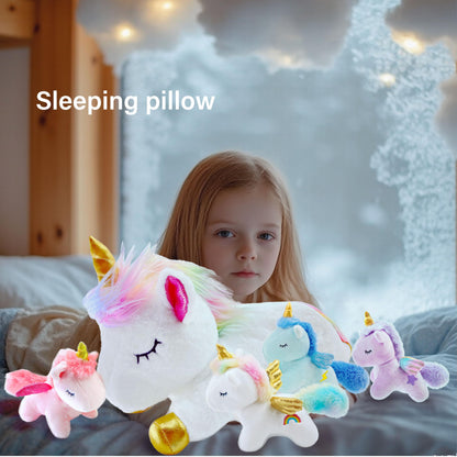YUNCOL Unicorn Stuffed Animal,Cute Unicorn Mommy Stuffed Animal with 4 Baby Unicorns Plush in Tummy,Kawaii Unicorn Plush Toy Gift for Kids Girls Boys
